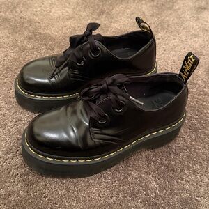 Dr. Martens Black Lace-Up Platforms